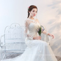 Long Sleeves Mermaid wedding Dress 2018 Illusion Neckline Lace Sexy Open Back Bridal Dress